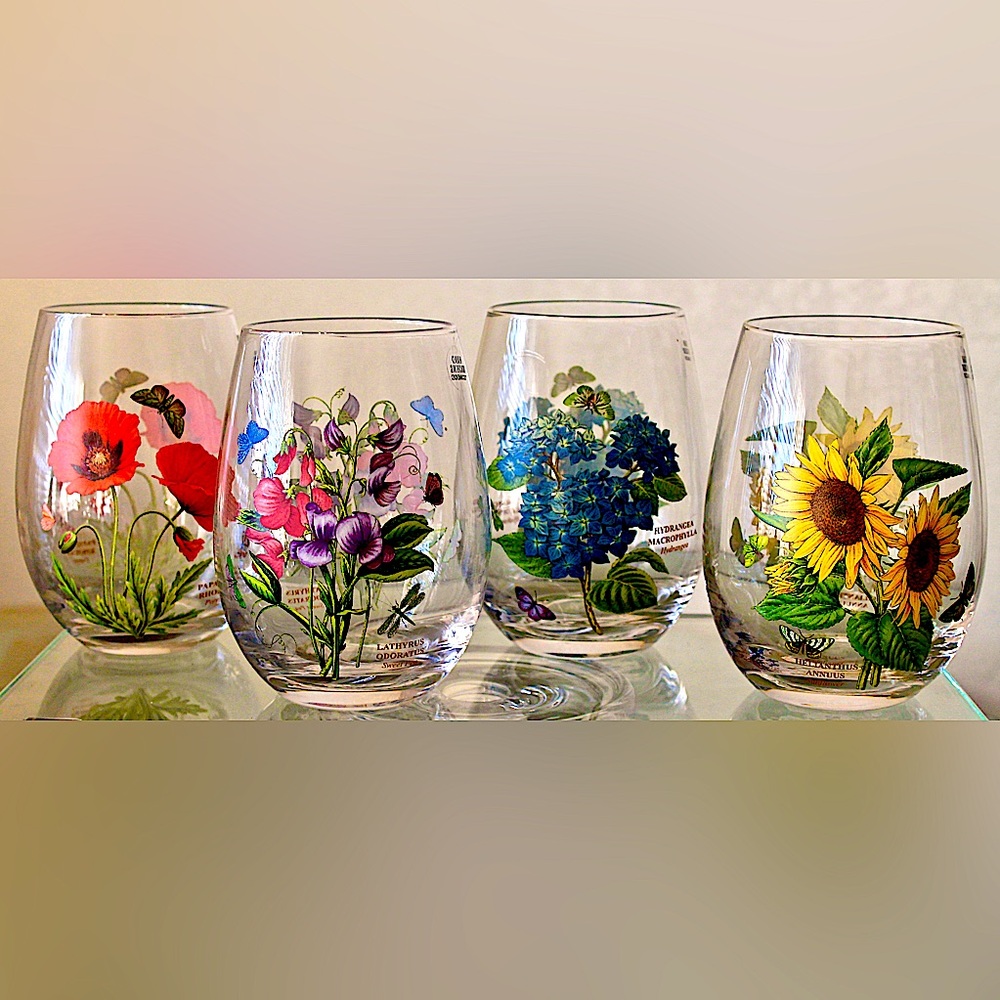 BOTANIC GARDEN PORTMEIRION STEMLESS GLASSWARE SET OF 4